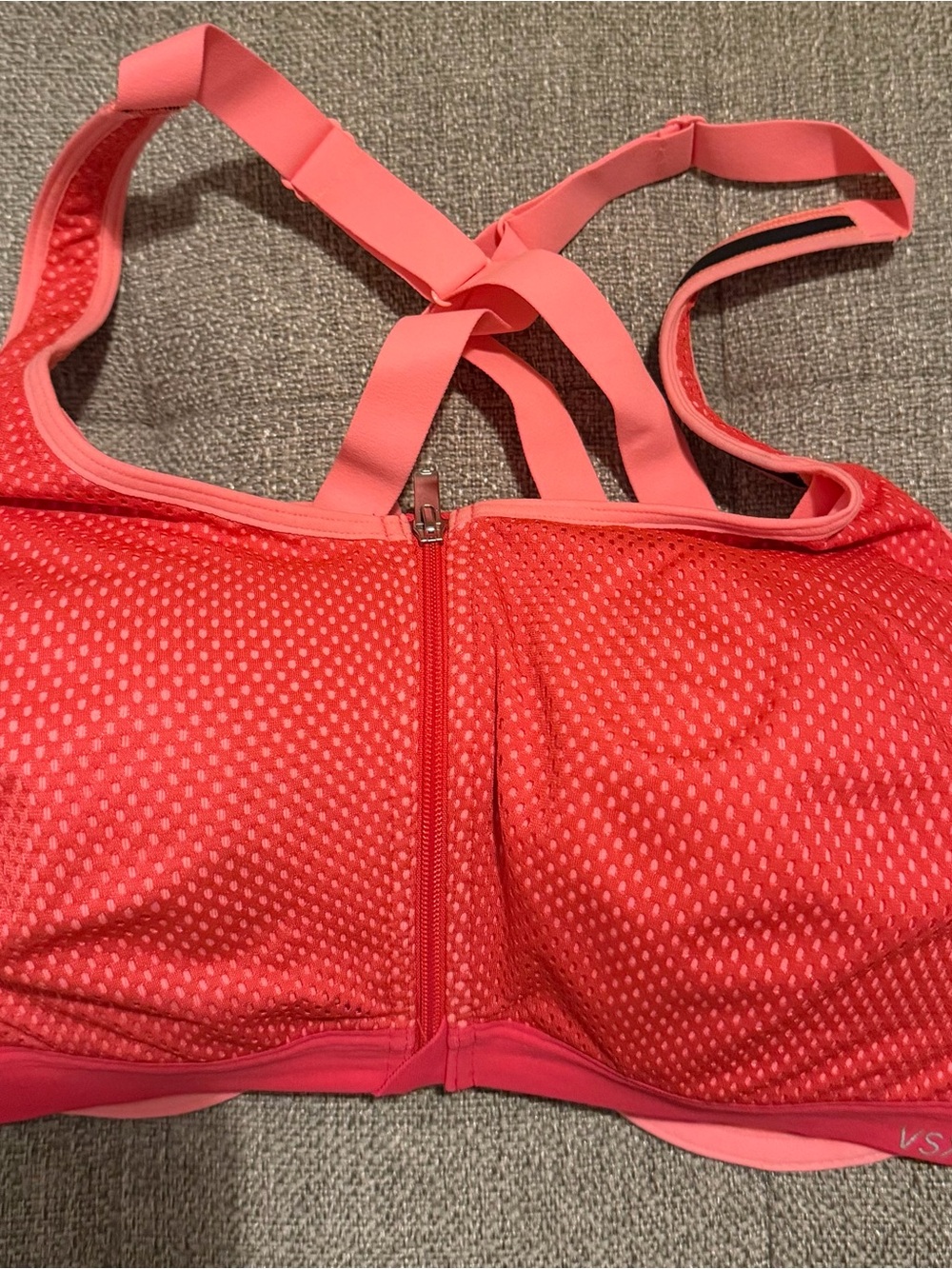 Victoria's Secret Coral/Pink Front-Zip High-Impact Sports Bra